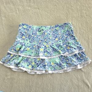 Lilly Pulitzer Blue and Green Floral Mini Skirt
